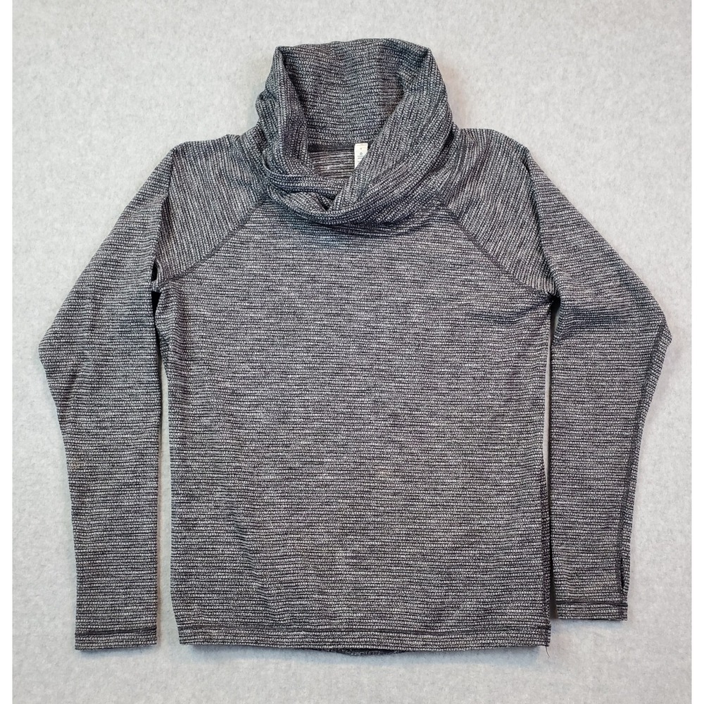 Lululemon Healthy Heart Pullover Sweater Size 4 Coco Pique Black Cowl Neck Yoga